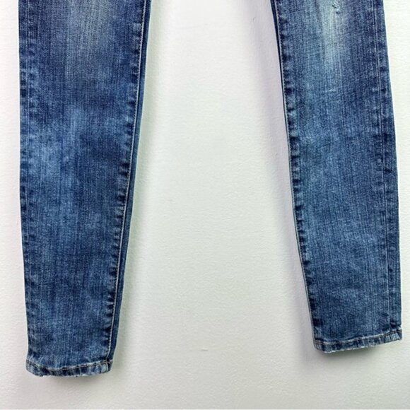 The Curren/Elliot The Ankle Skinny Cheville Distressed Denim Blue Jeans Size 24 - Picture 4 of 7
